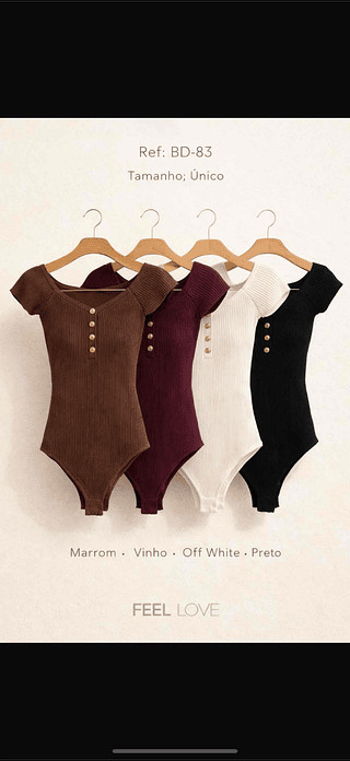 Título Body Canelado em Modal com Botões – Toque Premium | Cores Clássicas